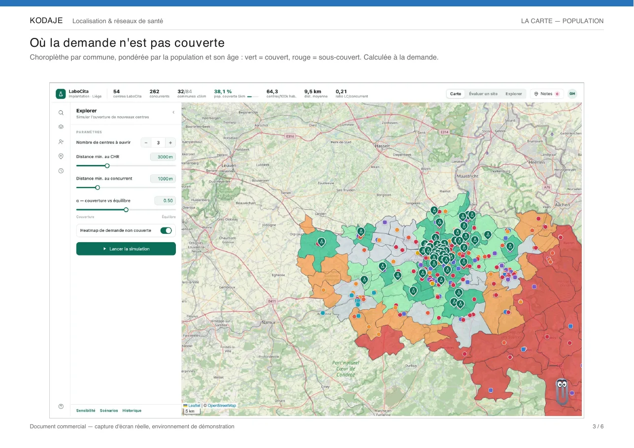 Carte de couverture de la demande par commune
