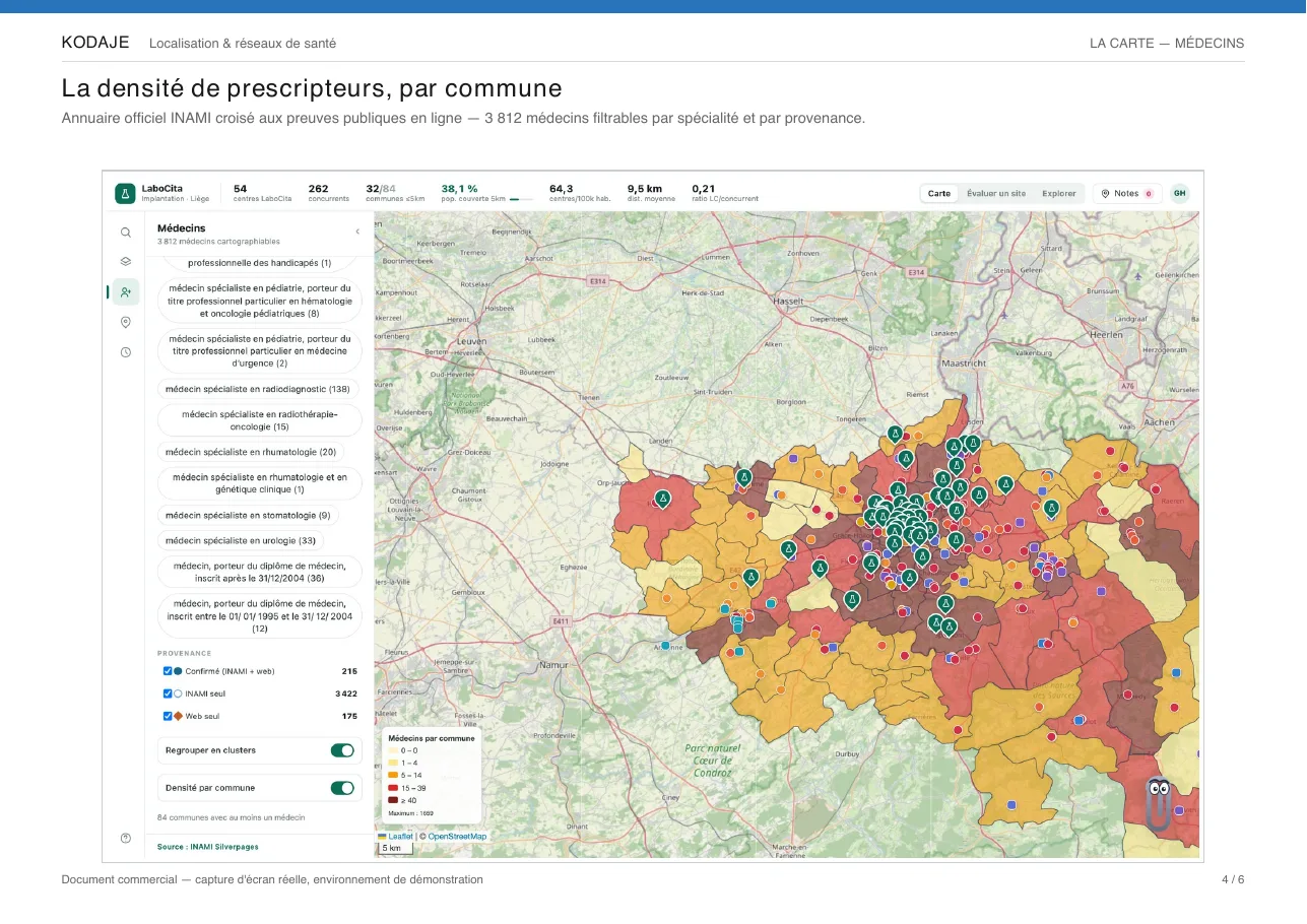 Densité de prescripteurs INAMI par commune